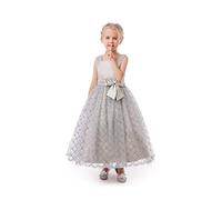 ELSA & ANNA Sleeveless Girls Formal Ball Gown Dress Wedding Bridesmaid Prom Party Dress Princess Halloween Christmas Fancy Costume XA2022-1GRY (8-9 Years) Grey