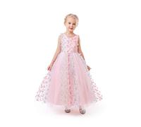 ELSA & ANNA Sleeveless Girls Formal Ball Gown Dress Wedding Bridesmaid Prom Party Dress Princess Halloween Christmas Fancy Costume XA2022-4PNK (4-5 Years) Pink