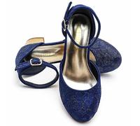 ELSA & ANNA Snow Queen Princess Shoes - 3cm Heeled Princess Dress Up Shoes - Sparkle & Crystals Fancy Dress Shoes - Elsa Dress Up Shoes for Parties & Birthdays, Cosplay - Kids High Heels (BLU2101)