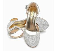 ELSA & ANNA Snow Queen Princess Shoes - 3cm Heeled Princess Dress Up Shoes - Sparkle & Crystals Fancy Dress Shoes - Elsa Dress Up Shoes for Parties & Birthdays, Cosplay - Kids High Heels (WHT2102)
