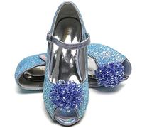 ELSA & ANNA® UK Girls Princess Snow Queen Wedged Party Shoes Sandals BLU23-SH (9 UK Child, numeric_9)