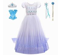 Elsa Dress Up for Girls, Princess Costumes & Accessories for Fancy Dress Party, Birthday and Halloween Cosplay, Age 8-9 Years