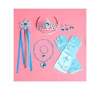 Elsa Frozen Princess Dress Up Accessory Crown Magic Wand Gloves Earring Necklace