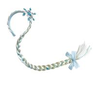 Elsa Inspired Frozen Princess Hair Set Blue Tiara Headband with Snowflake Decor & Braid Extension for Girls Costume Party & Cosplay Accessories