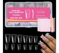 ELSAGIRL 504PCS Duck Nail Tips, 12 Sizes Full Cover, Clear Medium Soft Nail Tips for Acrylic & Press On Nails, Professional Y2K Nails for Daily, Party, Holiday