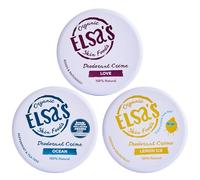 Elsa's Organic Skin Foods, Natural Deodorant Creams 3 Pack, Ocean, Love, Lemon ice, Aluminium Free, No Sodium Bicarbonate, 24 Hour Protection, No Plastic, Whole Body Deodorant, Adults & Kids Deodorant