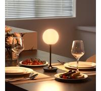 Elsegeod Cordless Mushroom Table Lamp，Portable Retro Metal Touch Rechargeable Bedside Lamp，Led Night Light for Outdoor Dining Patio Restaurant Home，Black