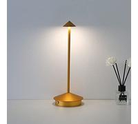 Elsegeod Touch Table Lamp, Led Cordless Desk Lamp Battery Operated Portable Table Light 3 Color Stepless Dimming， Rechargeable Bedside Table Lamps for Restaurant/Indoor/Outdoor，Gold
