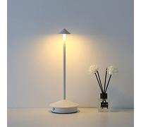 Elsegeod Touch Table Lamp, Led Cordless Desk Lamp Battery Operated Portable Table Light 3 Color Stepless Dimming， Rechargeable Bedside Table Lamps for Restaurant/Indoor/Outdoor，White