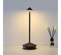 Elsegeod Touch Table Lamp, Led Cordless Desk Lamp Battery Operated Portable Table Light 3 Color Stepless Dimming， Rechargeable Bedside Table Lamps for Restaurant/Indoor/Outdoor，Black