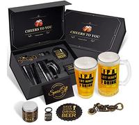 ELSEULAR Beer Gifts for Men, Gift Basket for Beer Lovers, Gifts Box for Dad Husband Boyfriend Grandpa, Anniversary Wedding Birthday Gifts for Him incl. Beer Glass Bottle Opener Coaster Keychain