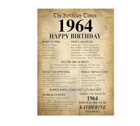 Elsie-Beau 1964 Facts 60th Birthday Personalised ANY NAME Happy Birthday Poster Print Memories Back in the Year Of Birth -36