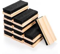 Elsjoy 12 Pack Wood Felt Chalkboard Erasers, 12.5 x 6 cm Pine Wood Chalk Cleaner - Dustless Blackboard Eraser for Classroom, Office, Home, Teachers & Students