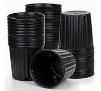 Elsjoy 50 Pack 18cm Plastic Nursery Pots, 1 Gallon Thickened Seed Starting Pots with Drainage Holes - Flexible Seedling Containers for Cuttings, Plants, Flowers, Herbs, Vegetables, Garden