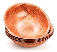 Elsjoy 6 Pack 10 Inch Wooden Woven Salad Bowl, Unbreakable Wood Round Serving Bowl Large Wood Salad Bowl, Reusable Wood Snack Bowls Large Serving Bowls for Fruits, Pasta, Popcorn