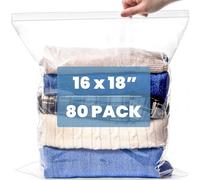 Elsjoy 80 Pack 40x45cm Large Ziplock Bags for Clothes, Resealable Clear Plastic Storage Bags - Heavy Duty Waterproof Luggage Organiser for Travel, Bedding, Shoes, Dust Protection