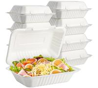 Elsjoy 90 Pack Disposable Clamshell To Go Containers, 9"x 6" Single Compartment Take Out Food Containers, Compostable Hinged Container Takeaway Lunch Box for Restaurant, Party, Microwave Safe