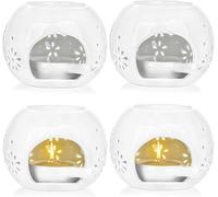 Elsjoy Set of 4 Ceramic Tealight Candle Holder, Essential Oil Burner Wax Melt Burner with Spoons, Aroma Candle Warmer for Bedroom, Living Room, Home Decor
