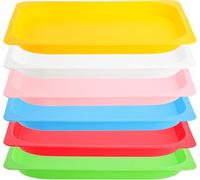 Elsjoy Set of 6 Large Plastic Activity Trays, 38 x 30cm Colorful Art Trays Stackable Craft Tray, Arts and Crafts Organizer Tray Shallow Serving Platters for Kids, School, Classroom, DIY Projects