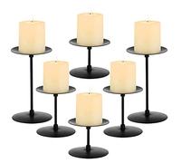 Elsjoy Set of 6 Pillar Candle Holders, Metal Pillar Candle Stand Black Candle Holders, Fireplace Candelabras Set for Home Decor, Table Centerpiece, Wedding, 3 Sizes