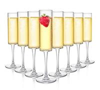 Elsjoy Set of 8 Acrylic Champagne Flutes, 170ml, unbreakable champagne glasses, disposable champagne glasses, elegant drinking goblets for wedding, party, bar