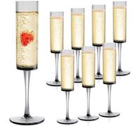 Elsjoy Set of 8 Acrylic Champagne Flutes, 6 Oz Unbreakable Champagne Glasses Reusable Champagne Toasting Cups, Shatterproof Stemmed Champagne Goblets for Party, Wedding, Event