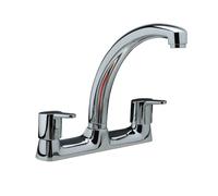 Elsmere Deck Mounted Kitchen Mixer Tap Chrome - Twin Lever Design, Swivel Spout, Solid Brass Build for Long Durability