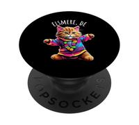 Elsmere Delaware USA Fun Cute Colorful Dancing Cat Design PopSockets Adhesive PopGrip