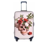 ELSMZXZD 3D Floral and Skull Travel Luggage Cover, Suitcase Covers, Elastic Trolley Protector Cover, Waterproof & Scratch-Resistant Trolley Case Protector Fit 18-32 Inch