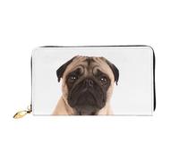 ELSMZXZD Cute Cry Pug Leather Wallet Long Zip Purse Card Phone Holder Case Clutch for Women & Men - Pu Leather Ladies Wallet Purses for Everyday Travel Work Business