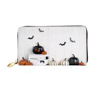 ELSMZXZD Cute Happy Halloween Leather Wallet Long Zip Purse Card Phone Holder Case Clutch for Women & Men - Pu Leather Ladies Wallet Purses for Everyday Travel Work Business