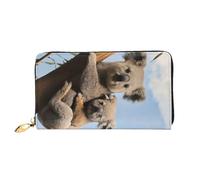 ELSMZXZD Cute Lovely Koala Leather Wallet Long Zip Purse Card Phone Holder Case Clutch for Women & Men - Pu Leather Ladies Wallet Purses for Everyday Travel Work Business