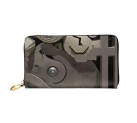 ELSMZXZD Cute Steampunk Mechanical Gears Leather Wallet Long Zip Purse Card Phone Holder Case Clutch for Women & Men - Pu Leather Ladies Wallet Purses for Everyday Travel Work Business