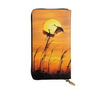 ELSMZXZD Flamingo Sunset Leather Wallet Long Zip Purse Card Phone Holder Case Clutch for Women & Men - Pu Leather Ladies Wallet Purses for Everyday Travel Work Business