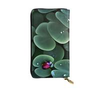 ELSMZXZD Sitting Green Three Leaf Insect Leather Wallet Long Zip Purse Card Phone Holder Case Clutch for Women & Men - Pu Leather Ladies Wallet Purses for Everyday Travel Work Business