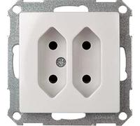 Elso ELG275914 Double Socket Europa 16A Joy, Earthing Contact Socket, Screw Terminal, Pure White, Made in Germany