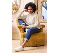 Elspeth Cable Knit Boxy Fit High neck Jumper with Pointelle detailing Lily & Me Ecru 16