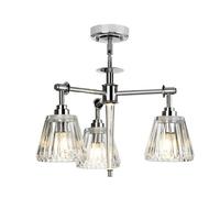 Agatha 3 Light Multi Arm Ceiling Pendant Light Polished Chrome IP44 G9 Netlighting Grey One Size