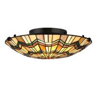 Elstead Alcott 2 Light Tiffany Flush Mount - Bronze Finish, E27