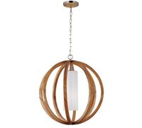 Luminosa Lighting Elstead Allier 1 Light Large Spherical Cage Ceiling Pendant Brushed Steel, Light Wood, E27