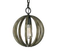 Allier Spherical Cage Ceiling Mini Pendant Dark Wood, Antique iron, E27 - Dark Wood