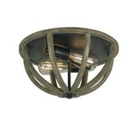 Elstead Allier 2 Light Ceiling Flush Light Dark Wood, Antique Iron, E27