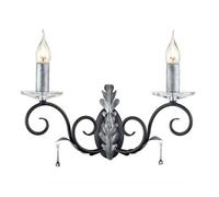 Elstead Amarilli 2 Light Indoor Candle Wall Light Black Floral Leaves Design , E14