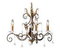 Elstead Amarilli Chandelier 3 Light Bronze, Gold Floral Leaves Design , E14