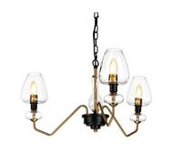 Elstead Lighting Armand 3 Light Pendant, Aged Brass, Glass Shades