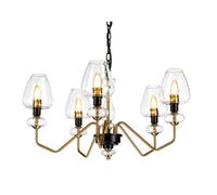 Elstead Armand 5 Light Glass Chandelier - Aged Brass