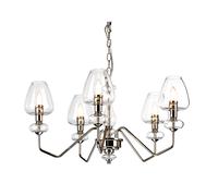 Elstead Armand 5 Light Glass Chandelier - Polished Nickel