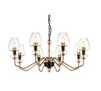 Elstead Armand 8 Light Glass Chandelier - Aged Brass