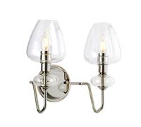 Elstead Lighting Armand 2 Light Wall Light, Polished Nickel, Glass Shades
