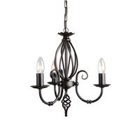 Elstead Artisan Chandelier 3 Light Black Finish, E14